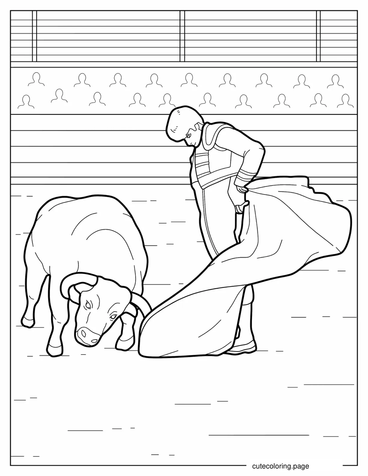 Matador With Fighting Bull Coloring In coloring page