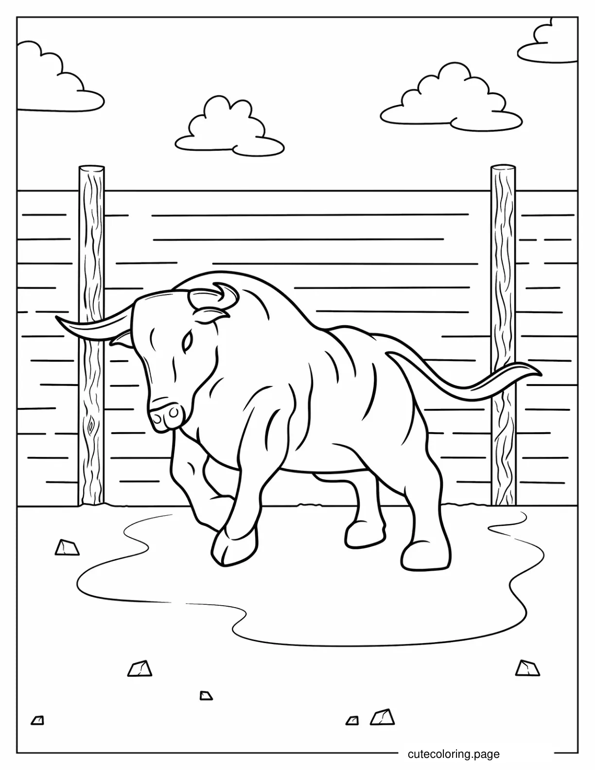 Realistic Outline Of Fighting Bull coloring page