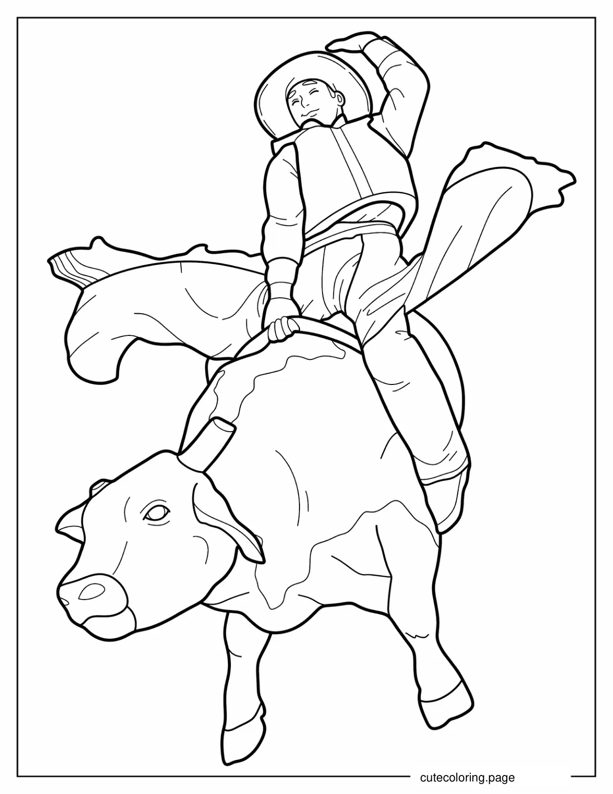 Rodeo Cowboy On Bull coloring page