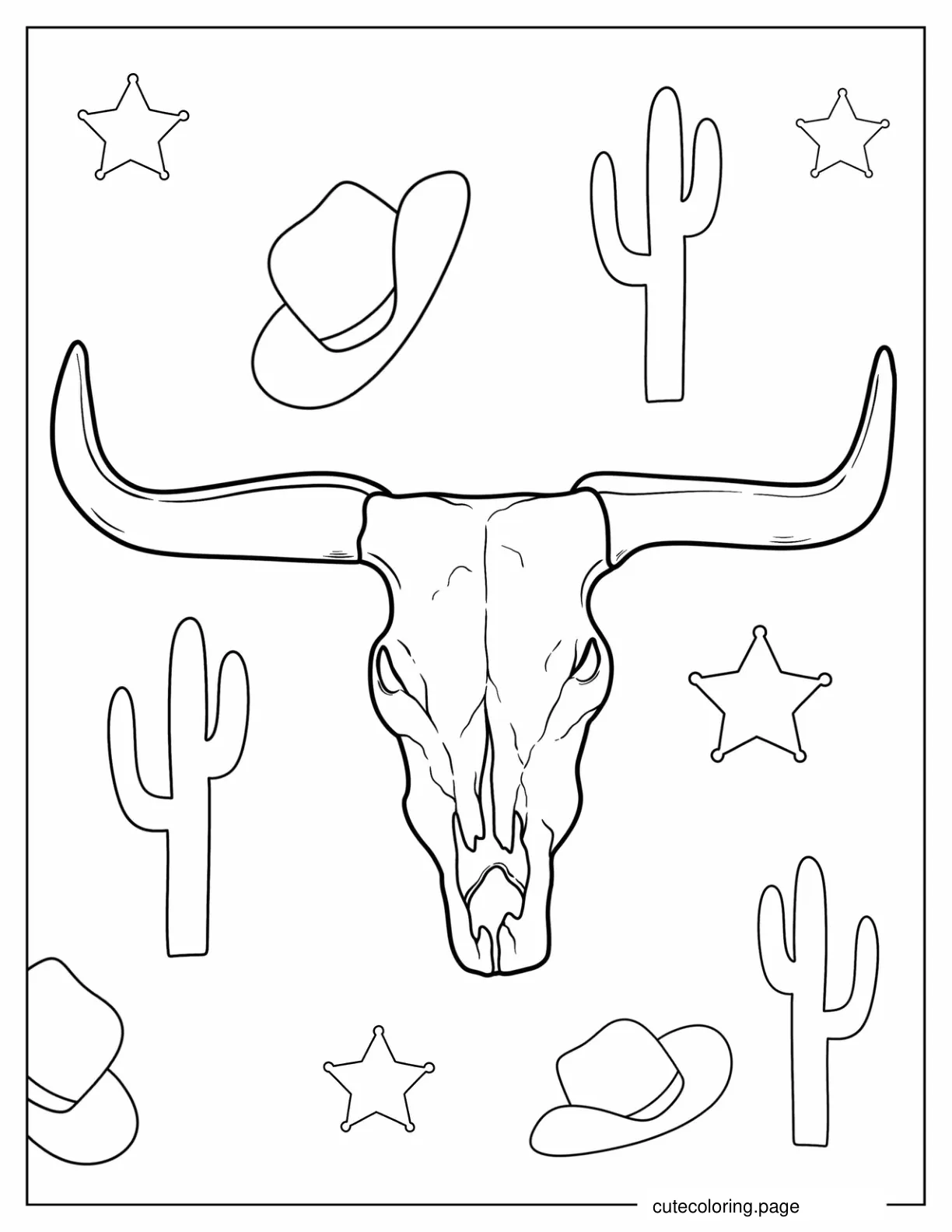 Texas Longhorn Bullhead Coloring Sheet coloring page