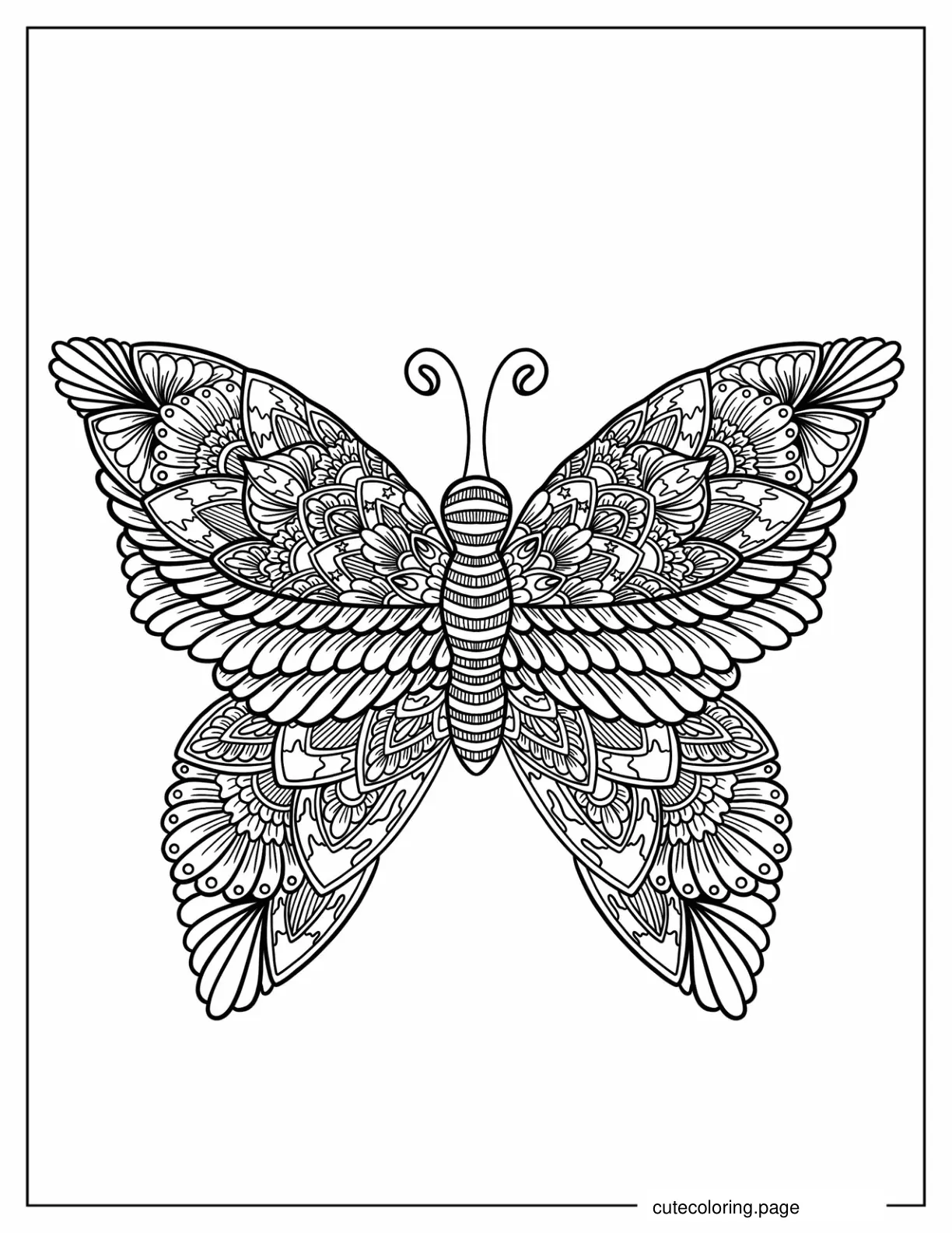 Butterfly Shaped Mandala Coloring In coloring page