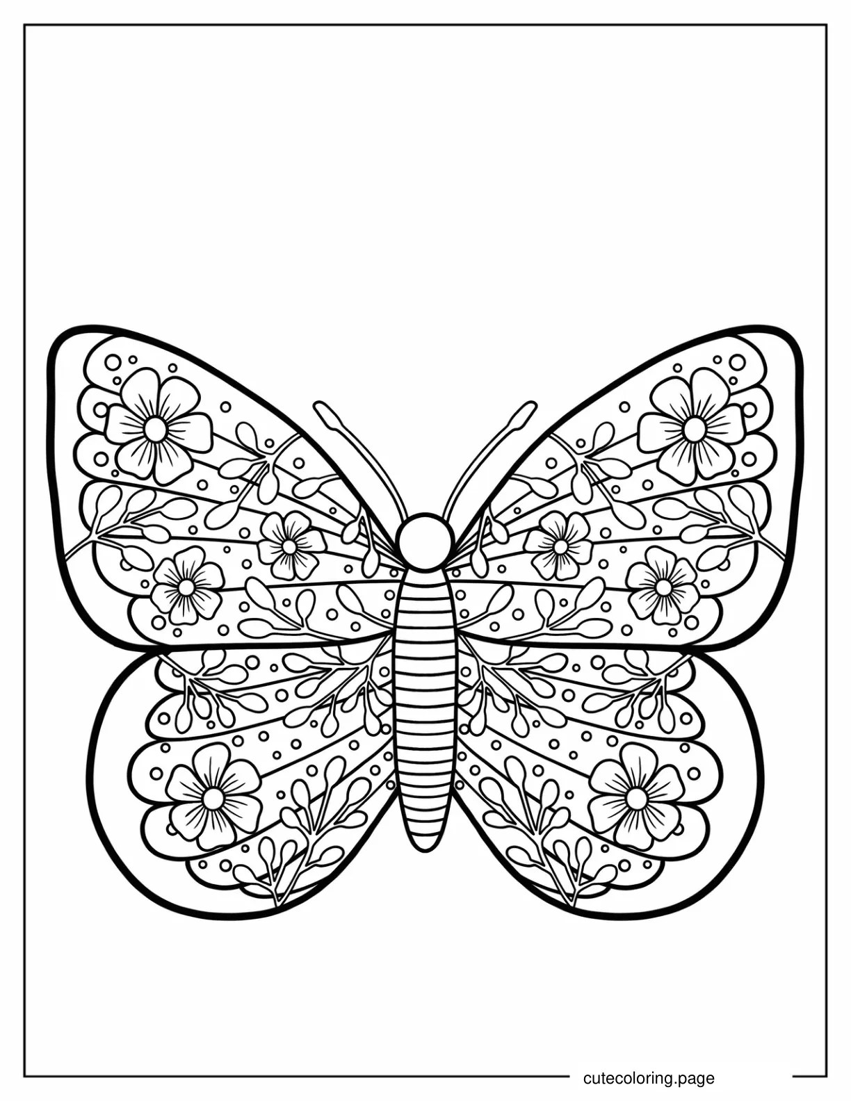 Butterfly With Floral Wings To Color coloring page