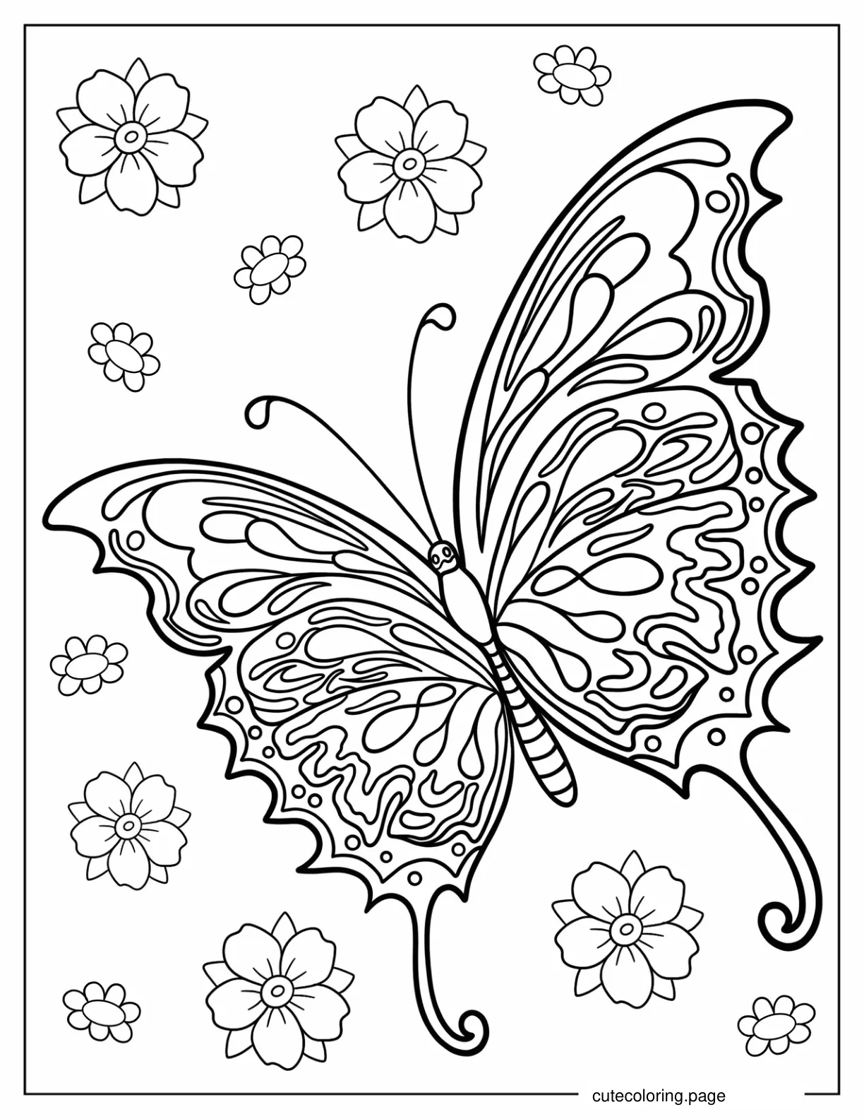 Butterfly With Large Wings Coloring In For Kids coloring page