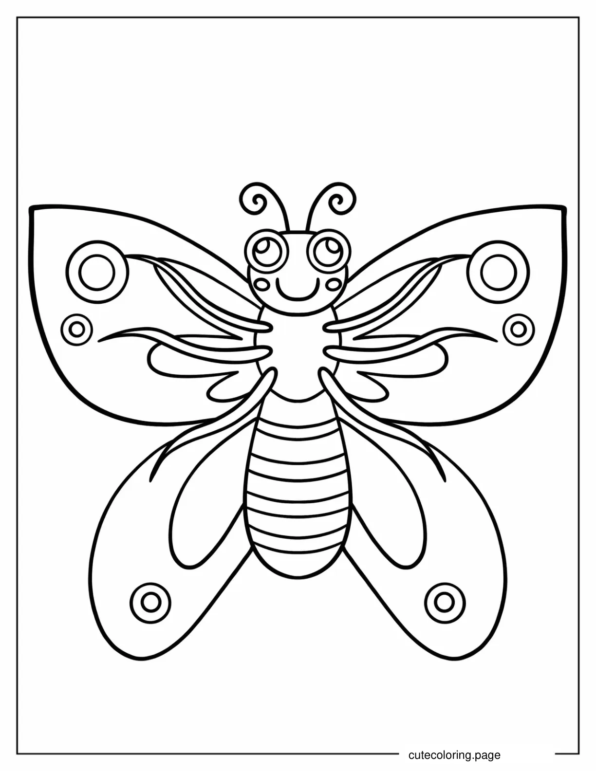 Coloring Page Of Smiling Butterfly For Kids coloring page