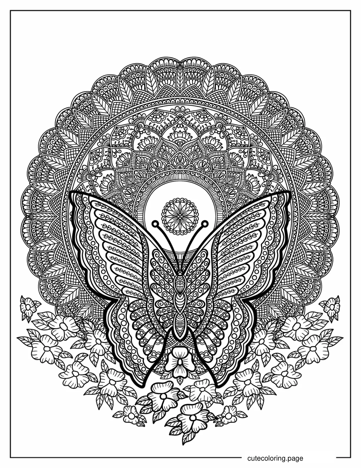 Complicated Butterfly Mandala Coloring In coloring page