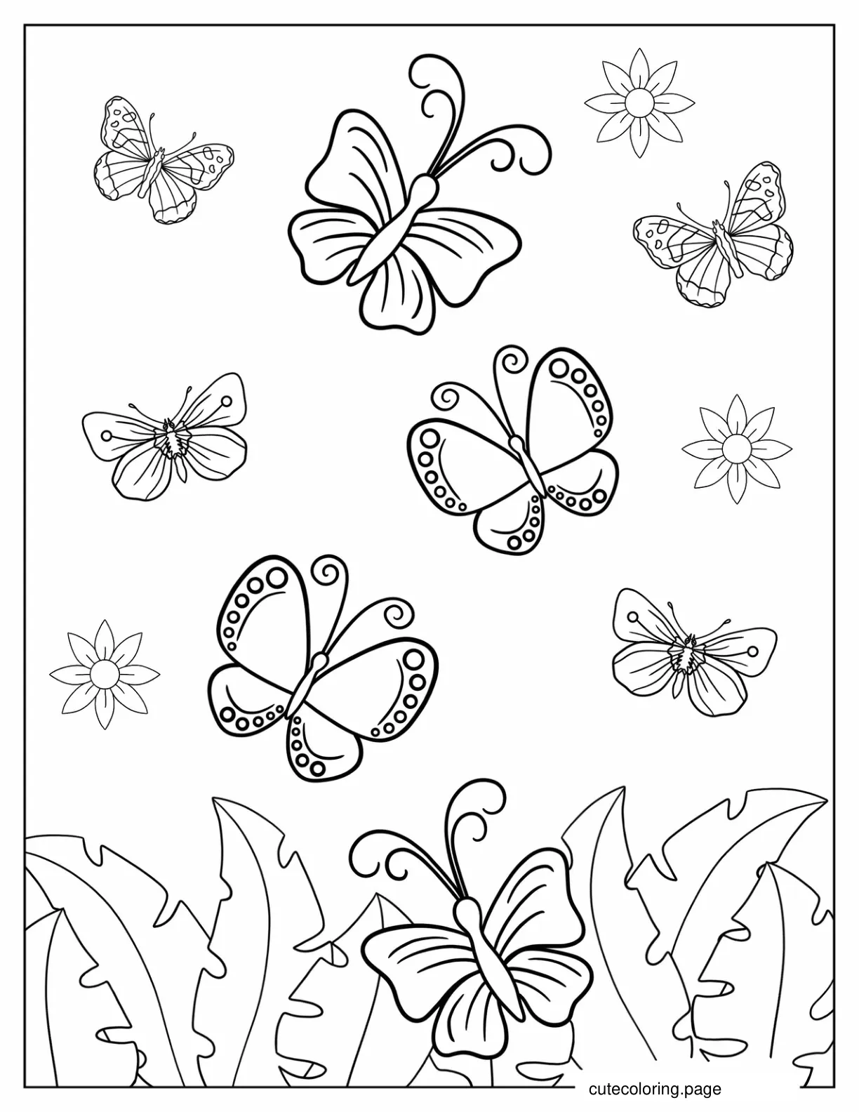 Different Kinds Of Butterflies In The Air coloring page