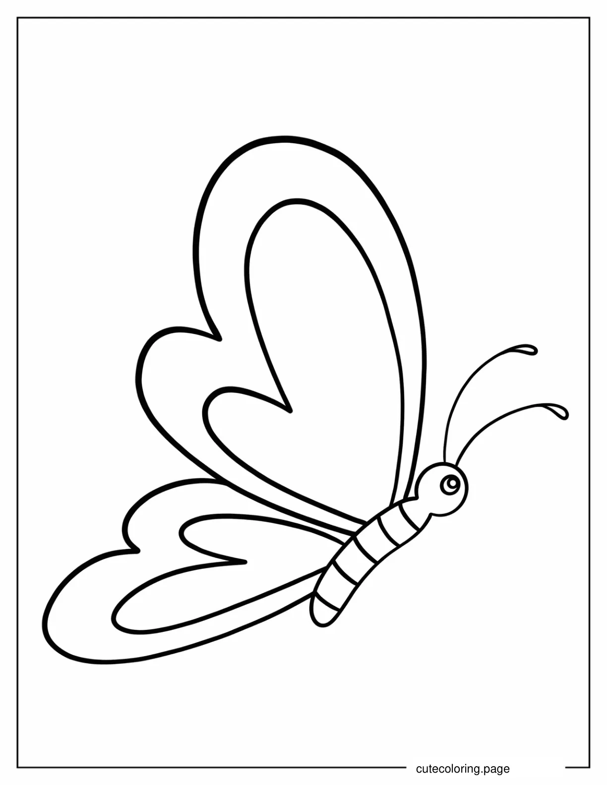 Kawaii Butterfly With Heart Shaped Wings coloring page