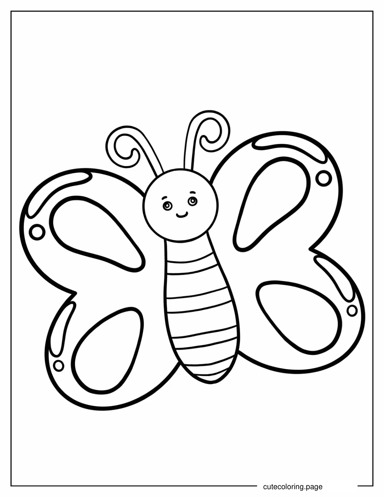 Kawaii Coloring Sheet Of Butterfly For Preschoolers coloring page