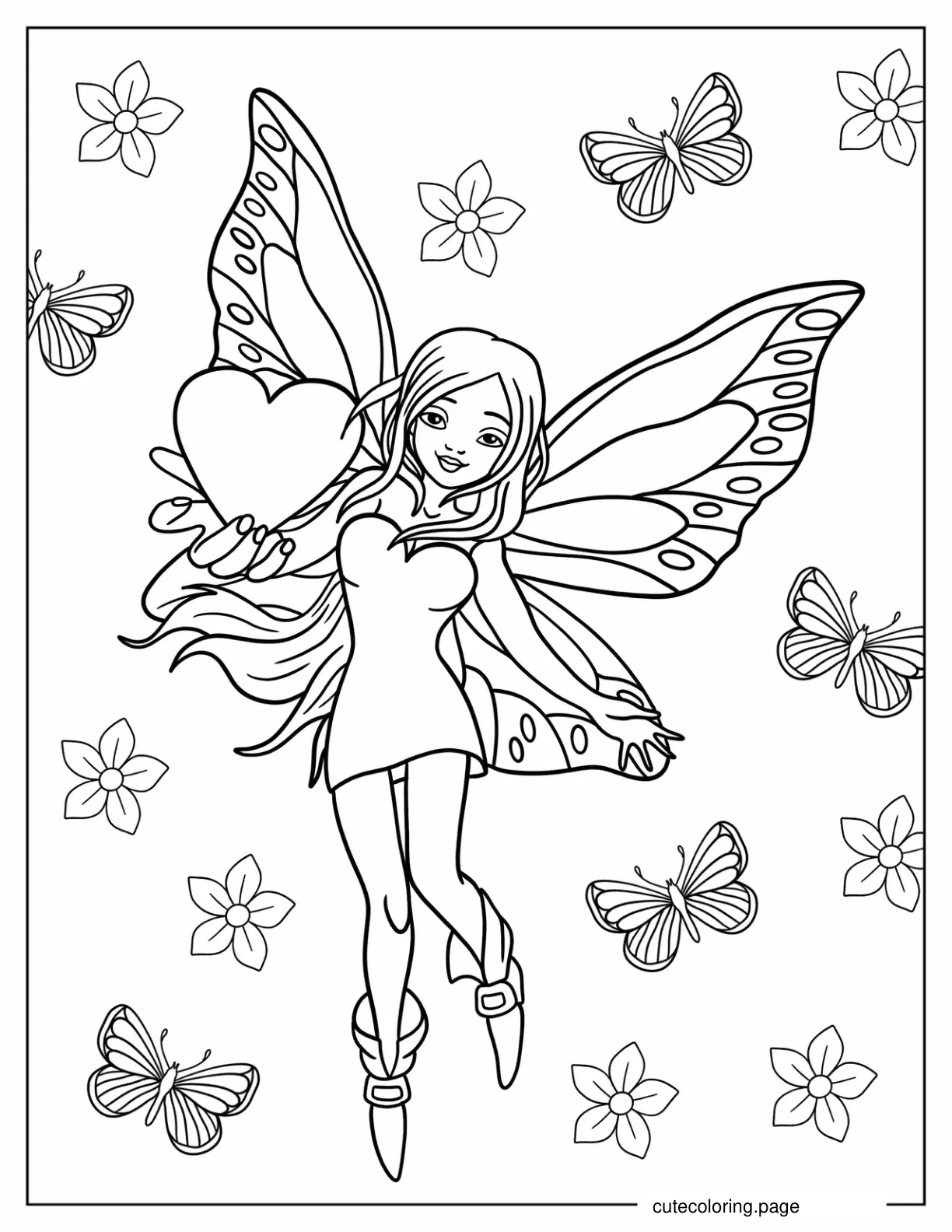 Kawaii Fairy With Butterfly Wings coloring page