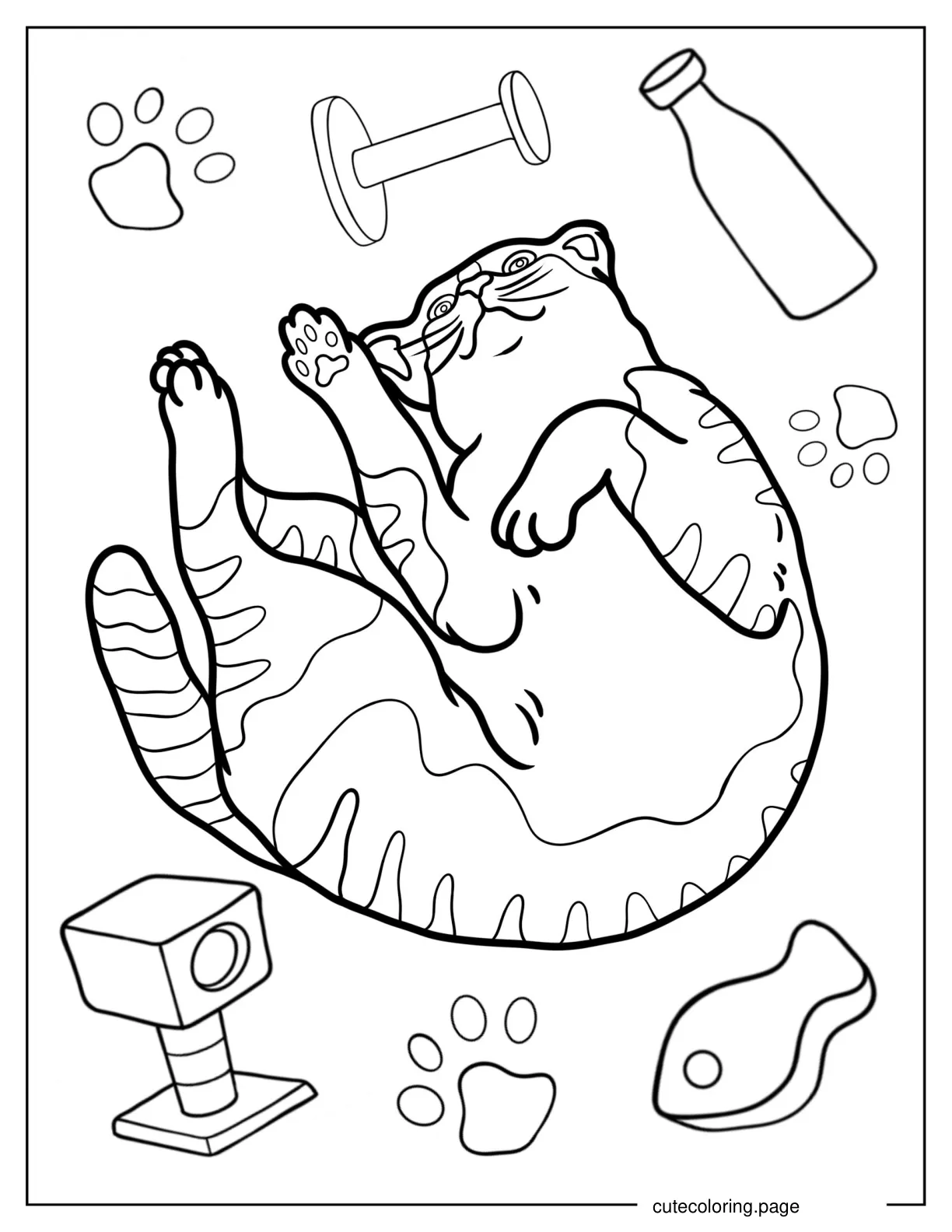 Adult Cat Exposing Belly coloring page