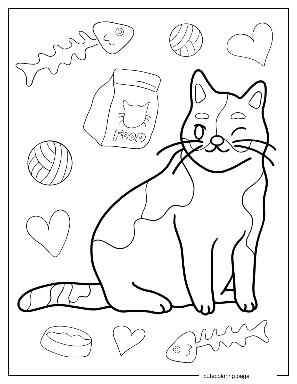 Cartoon Cat Winking Coloring Sheet coloring page