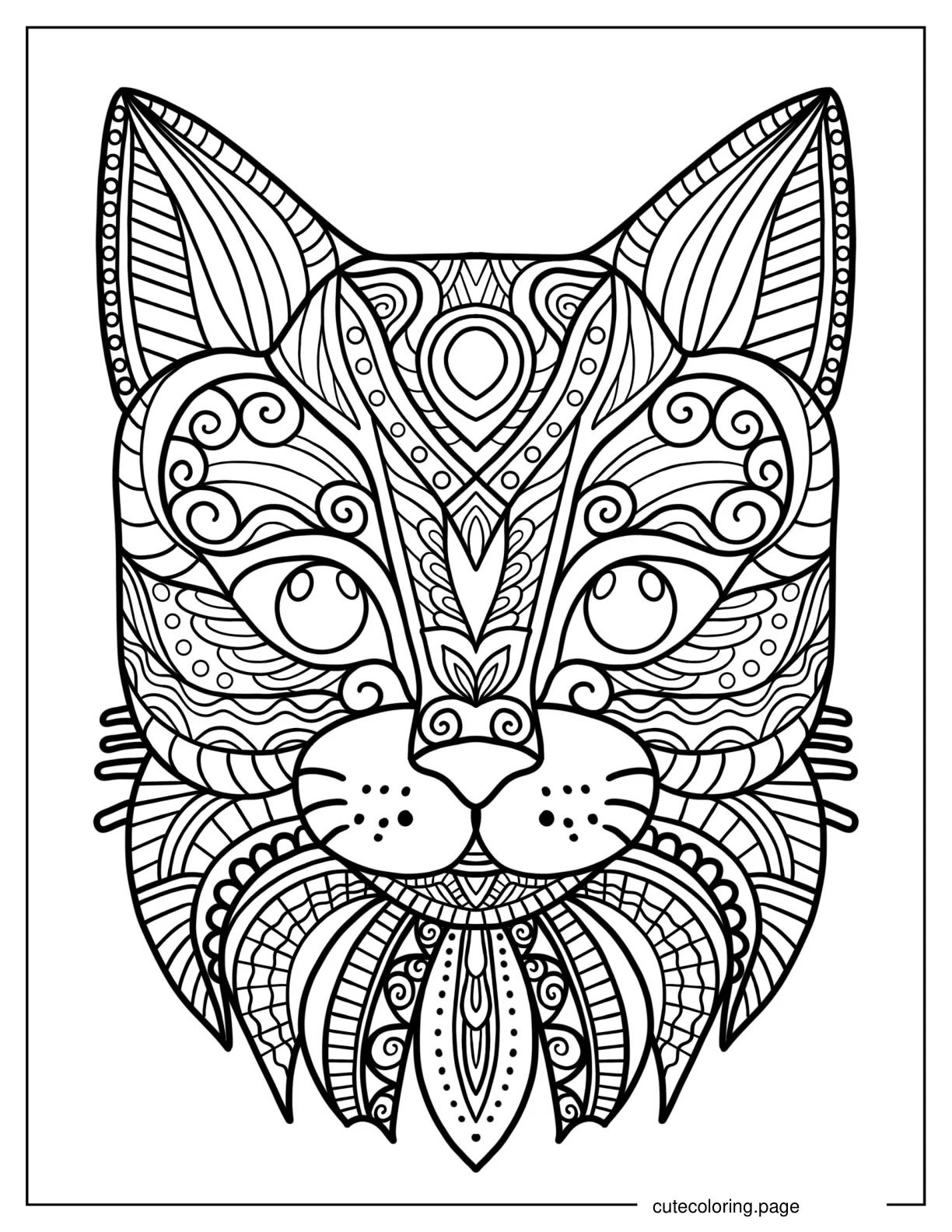 Cat Face Mandala Coloring In coloring page