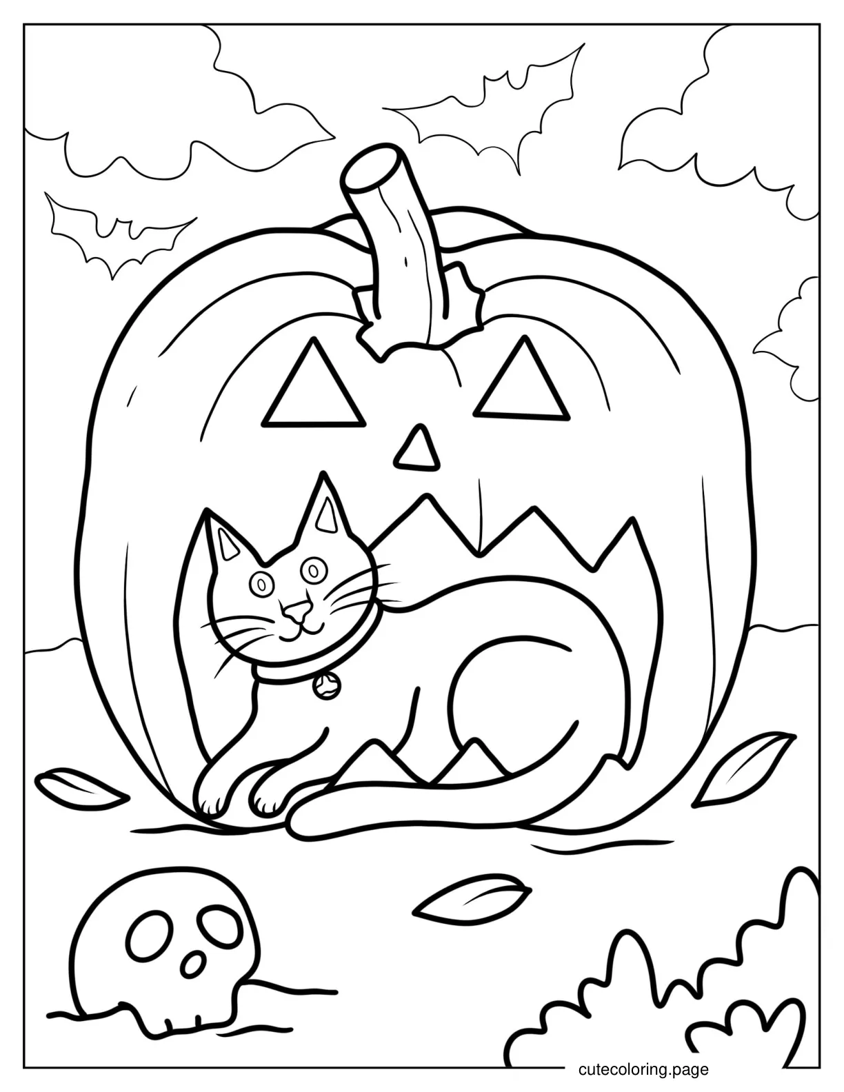 Cat Inside Big Jack O Lantern coloring page