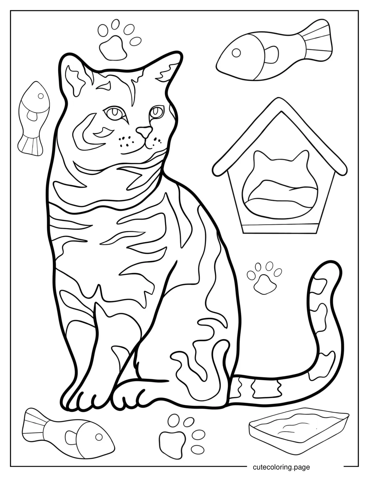 Coloring Page Of Realistic Striped Cat coloring page