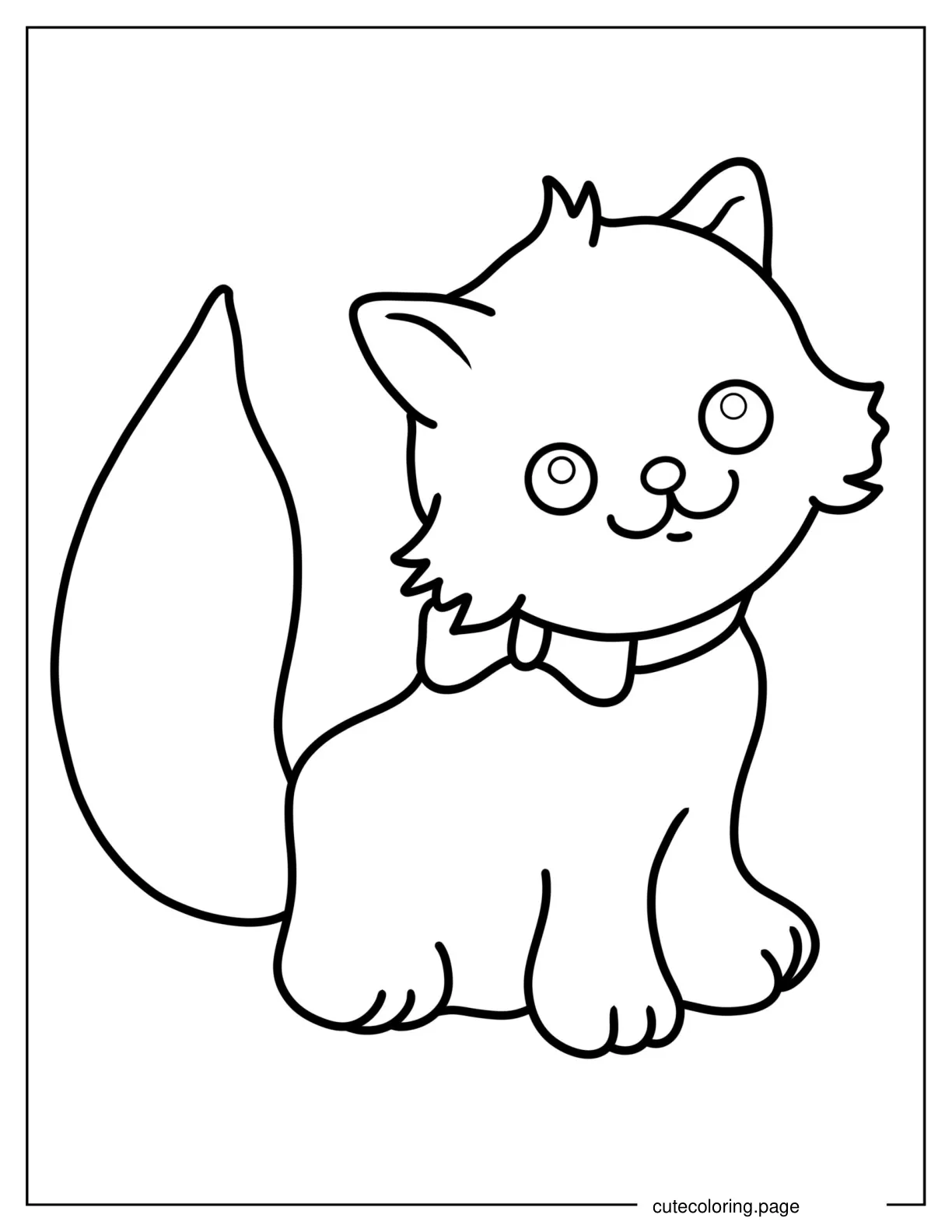 Furry Kitten With Bowtie coloring page