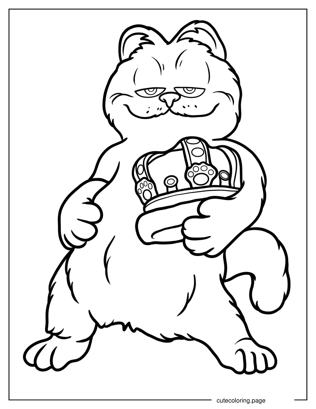 Garfield Holding Crown Coloring In For Preschoolers coloring page