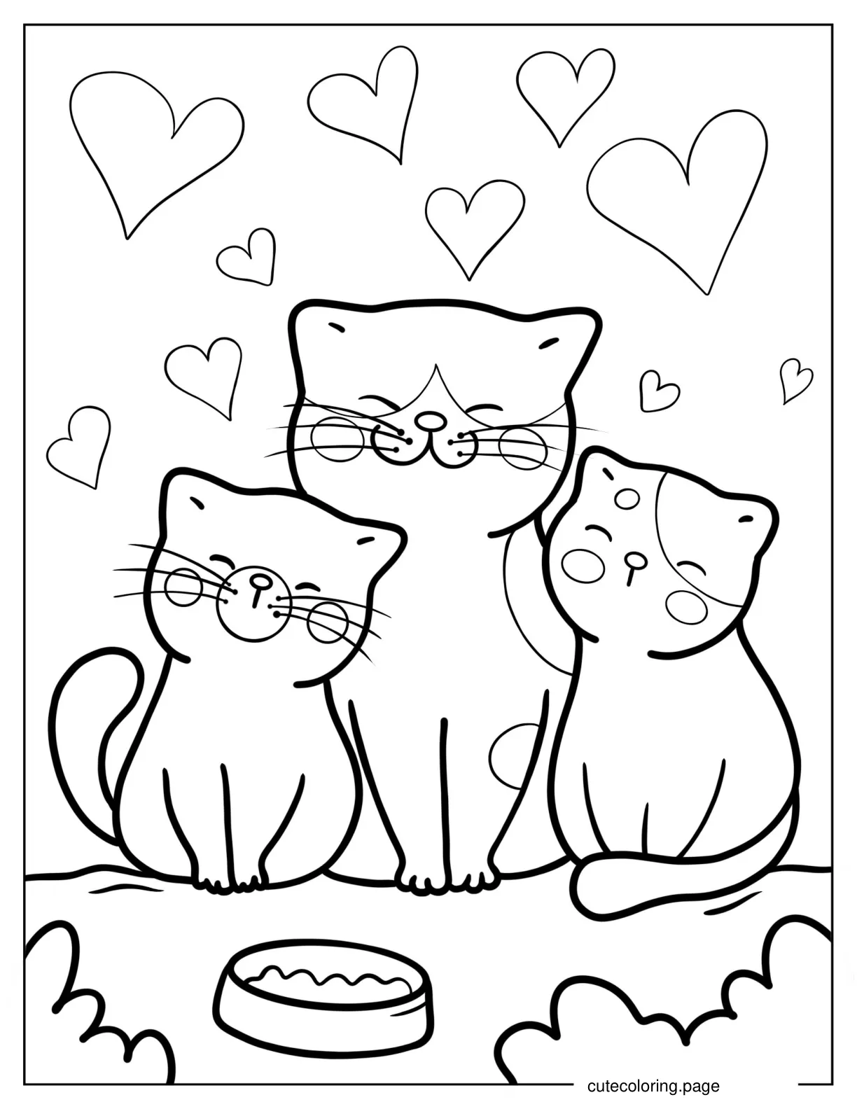 Mommy Cat With Two Kittens coloring page