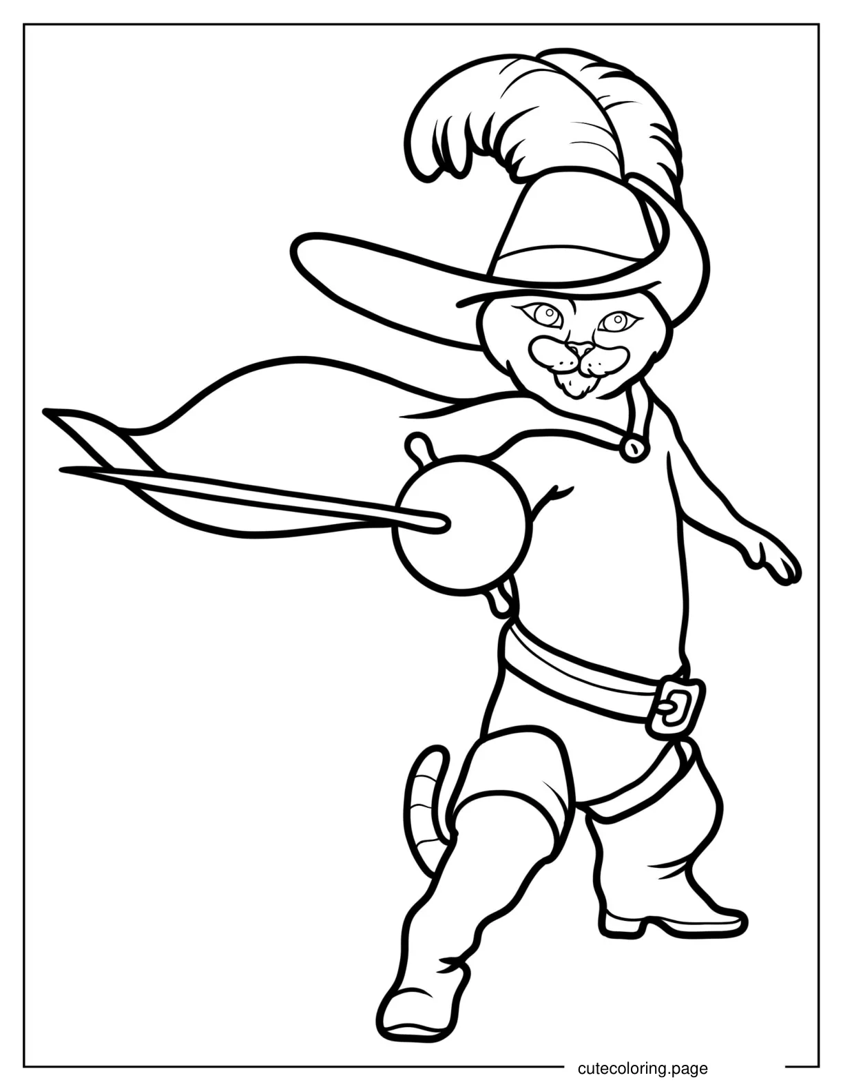 Puss In Boots Coloring Sheet For Preschoolers coloring page