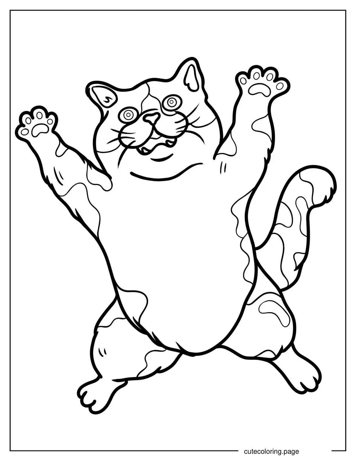 Realistic Cat In Mid Air Coloring Page coloring page