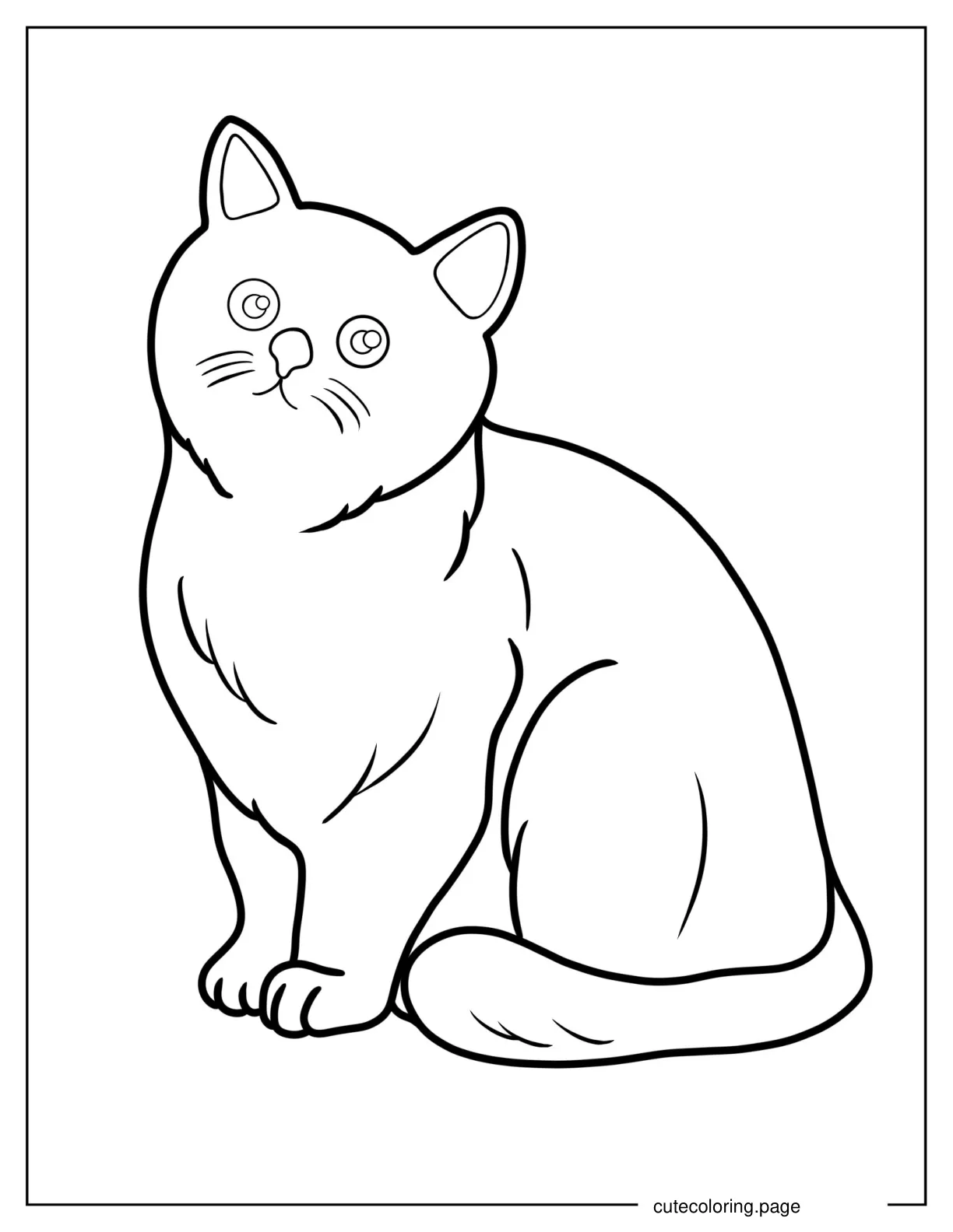 Simple Outline Of Realistic Cat Coloring Page coloring page