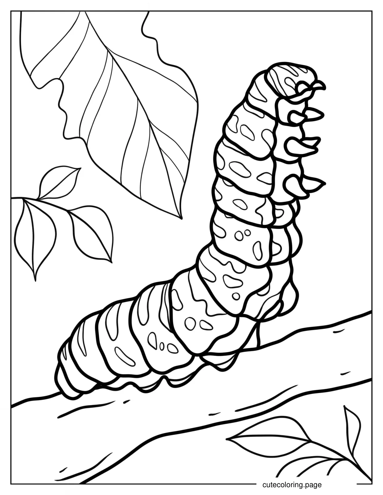 Realistic Looking Caterpillar To Color coloring page