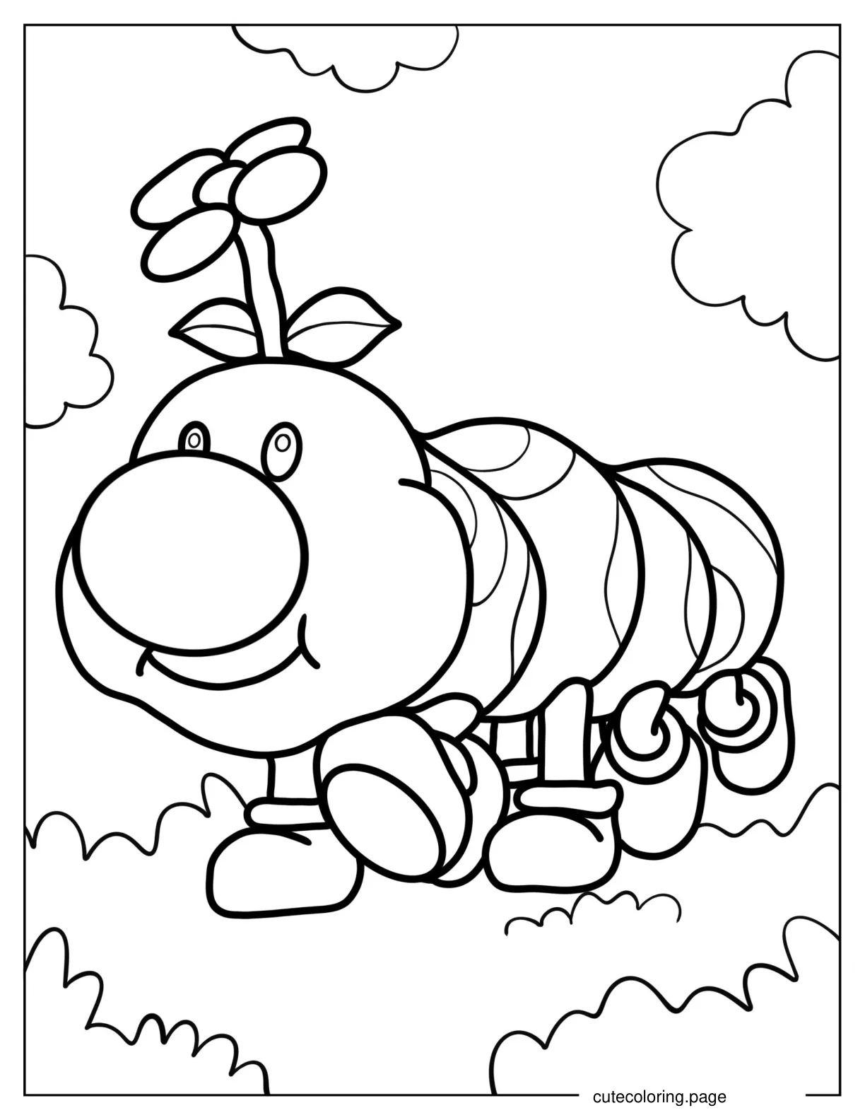 Wiggler Caterpillar From Super Mario coloring page