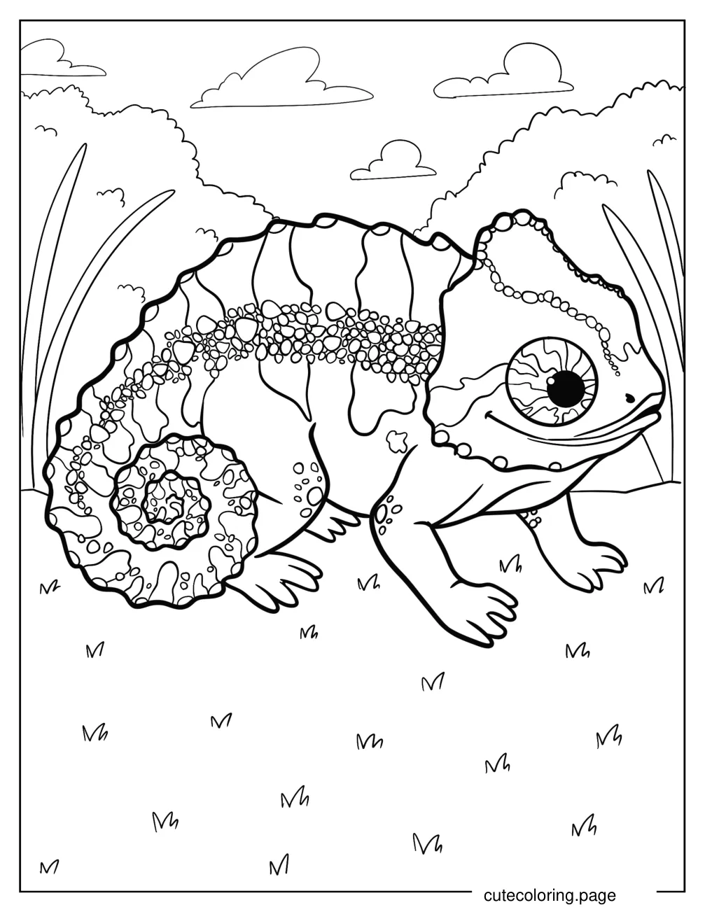 Cute Chameleon With Textured Skin Coloring Sheet coloring page