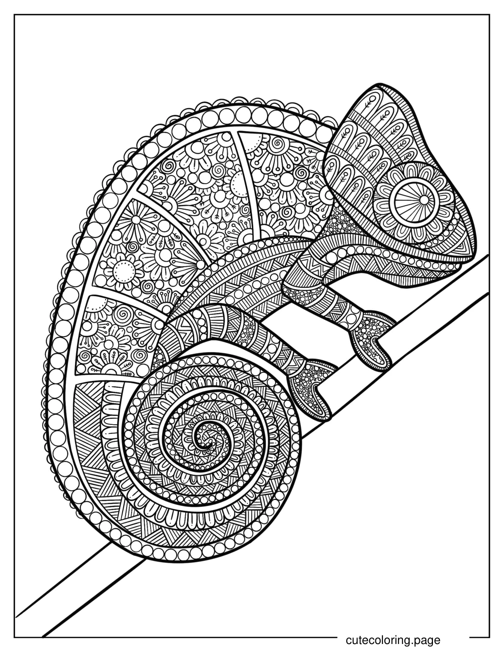 Intricate Chameleon Mandala Coloring Sheet coloring page