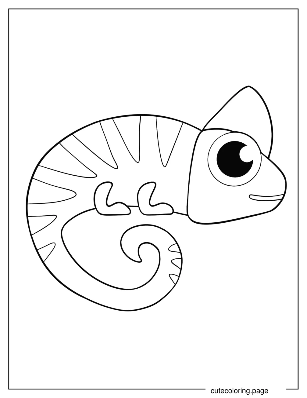 Simple Chibi Chameleon Coloring Sheet For Preschoolers coloring page