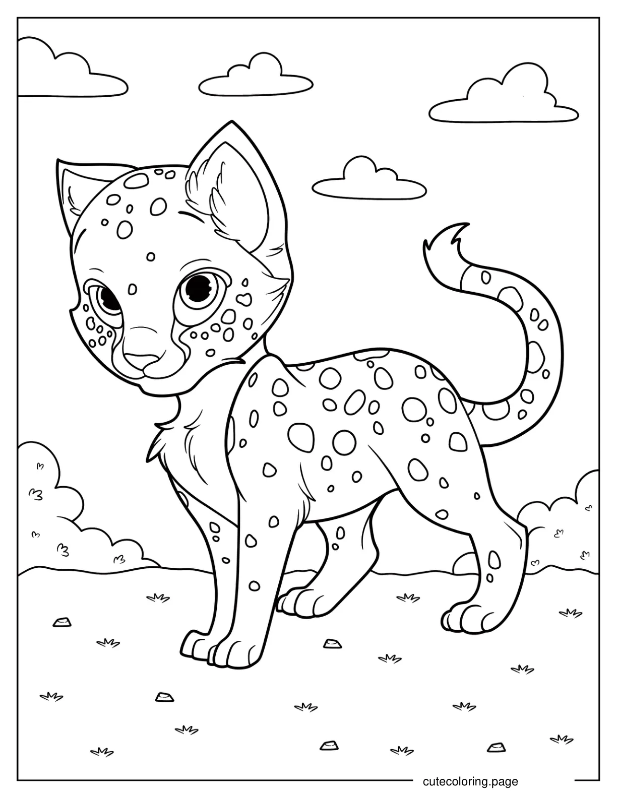 Cute Baby Cheetah Coloring Sheet For Kids coloring page