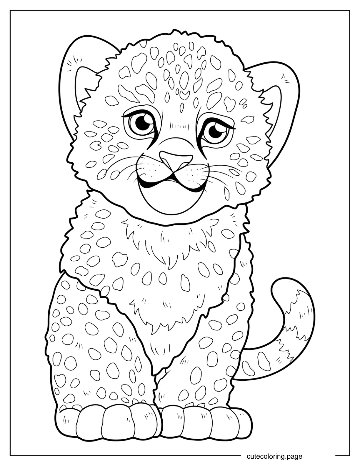 Cute Realistic Baby Cheetah Coloring Page For Preschoolers coloring page