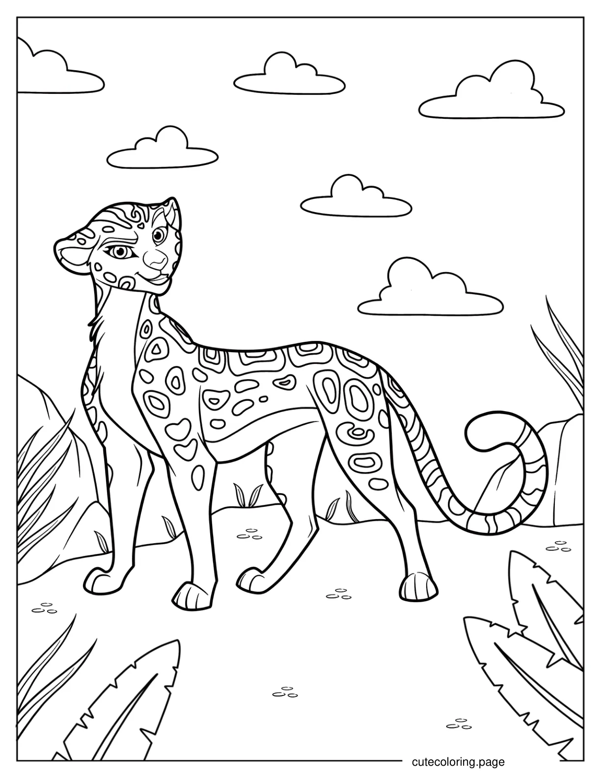 Female Cheetah Smirking Coloring Sheet coloring page