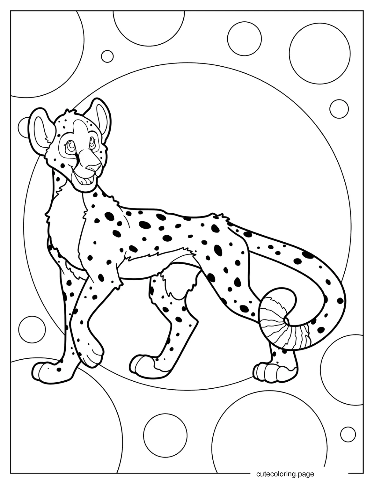 Happy Cheetah With Large Spots Coloring Sheet coloring page