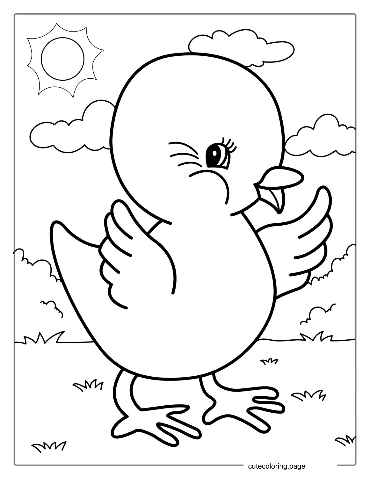 Adorable Baby Chick Coloring Sheet For Kids coloring page