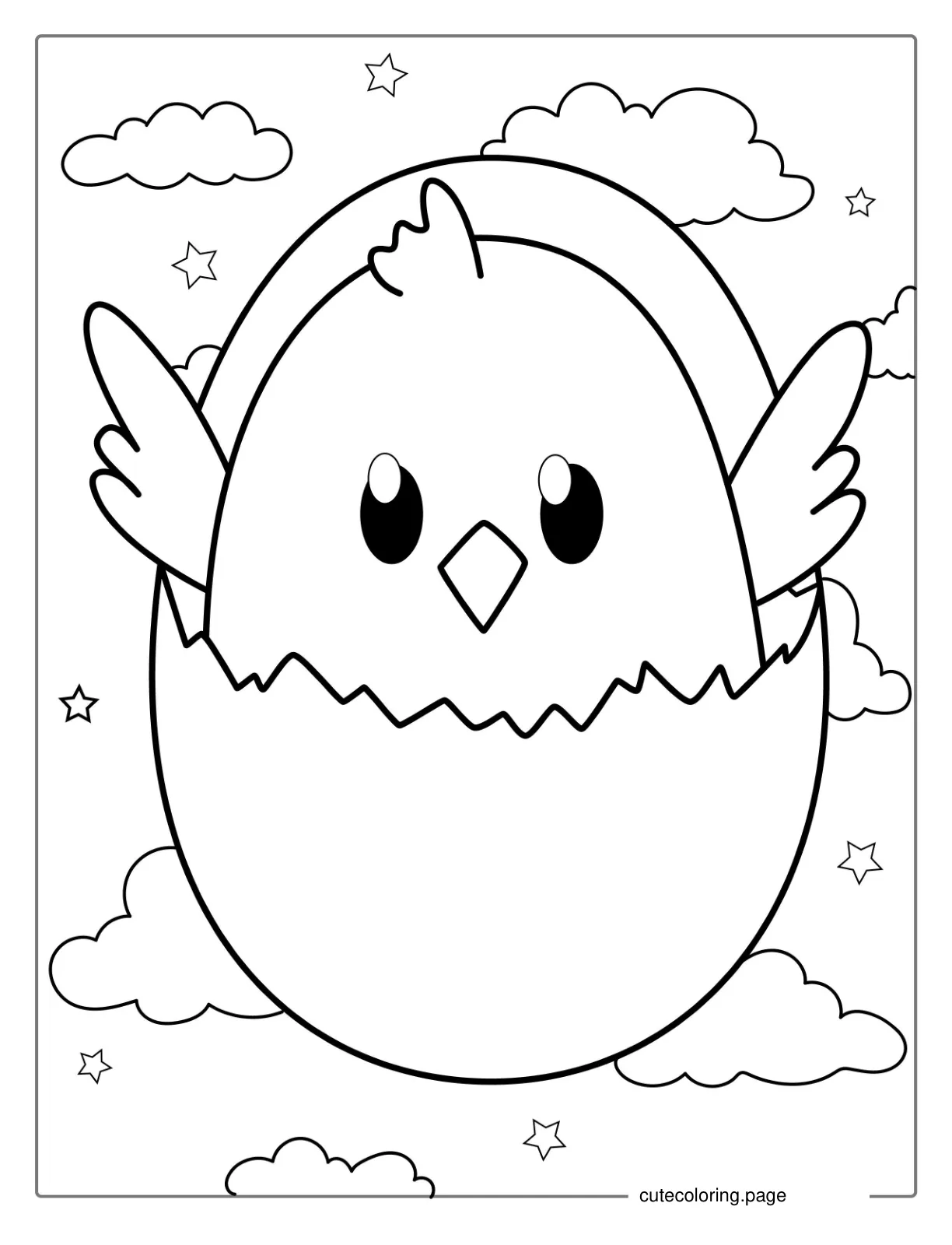 Baby Chick Hatching From Egg To Color coloring page