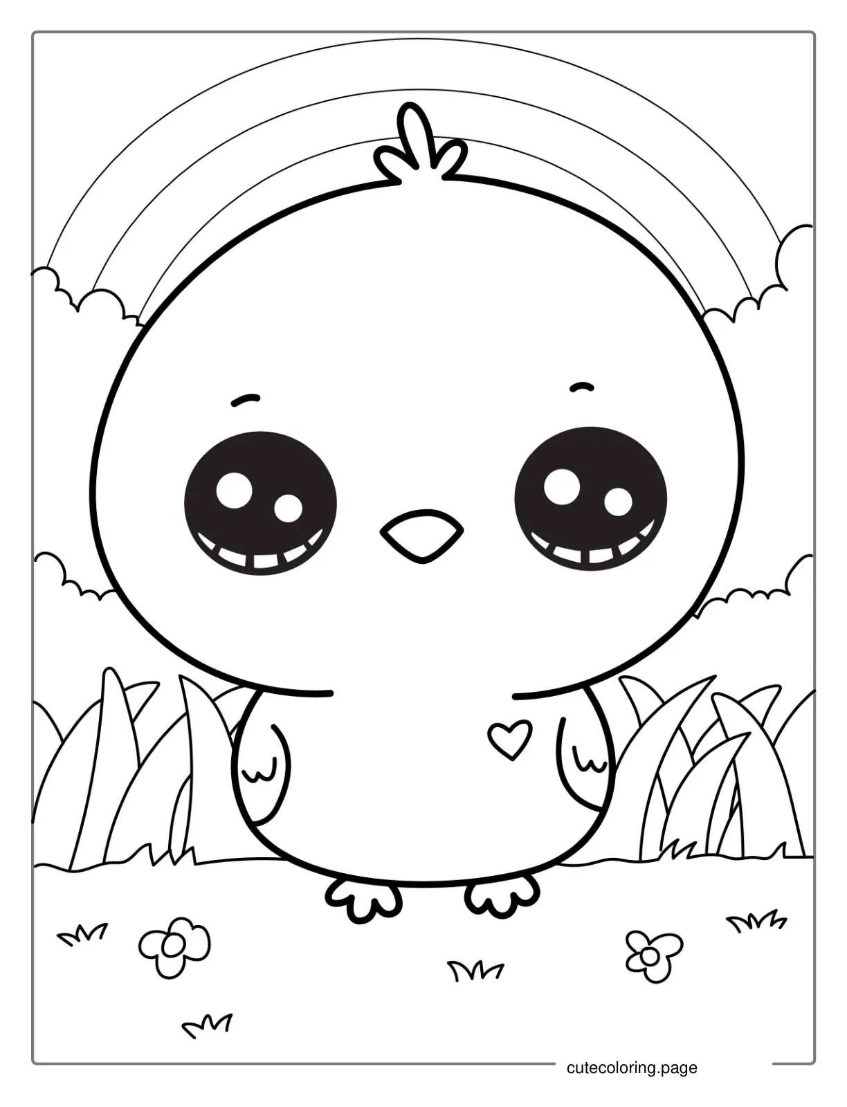 Kawaii Baby Chicken Coloring Page coloring page