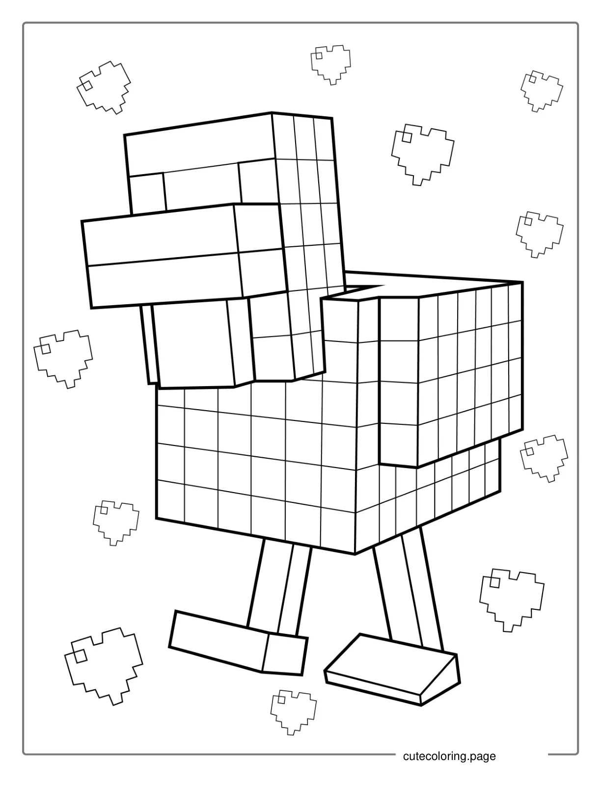 Minecraft Chicken Coloring Sheet coloring page