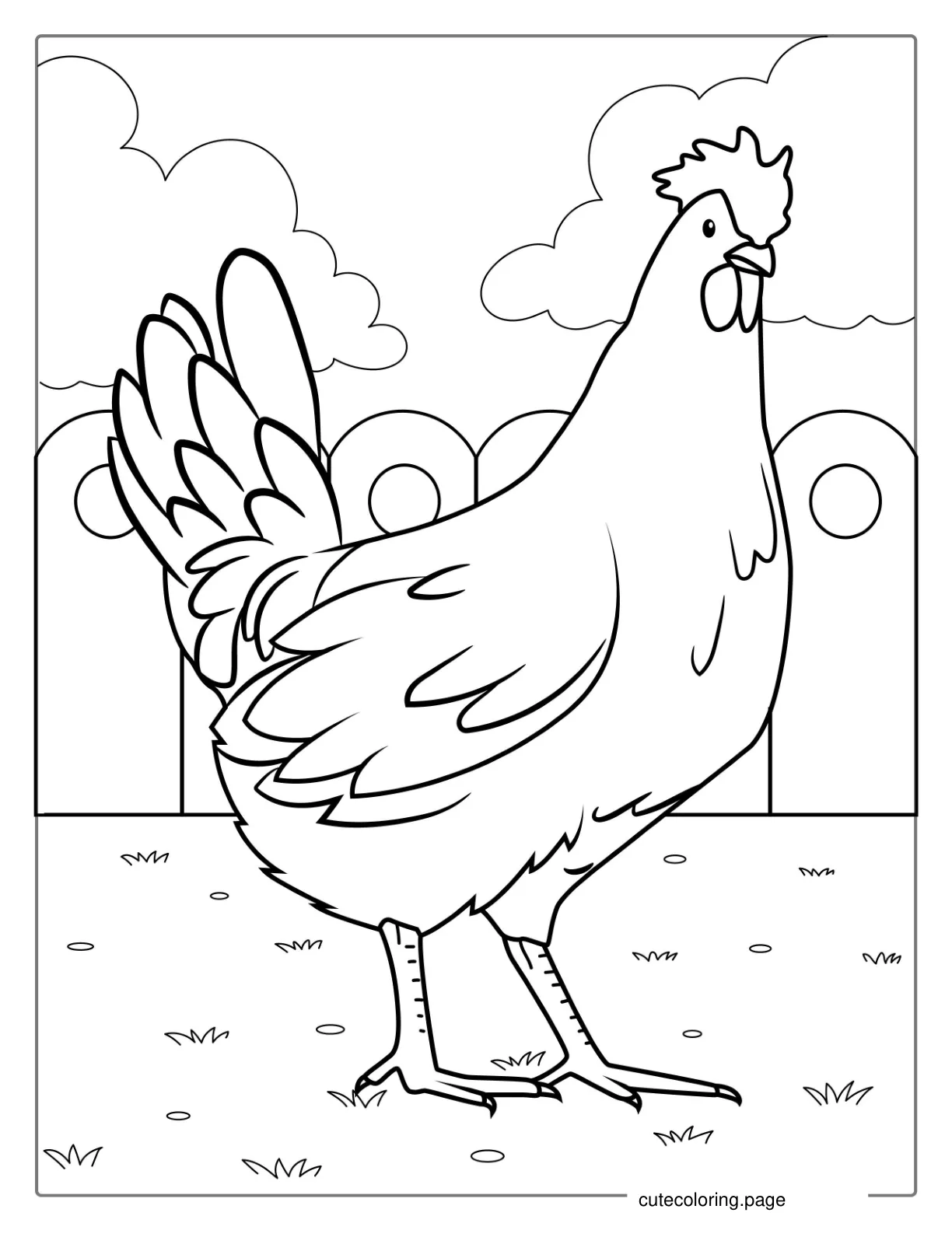 Simple Outline Of a Chicken To Color coloring page