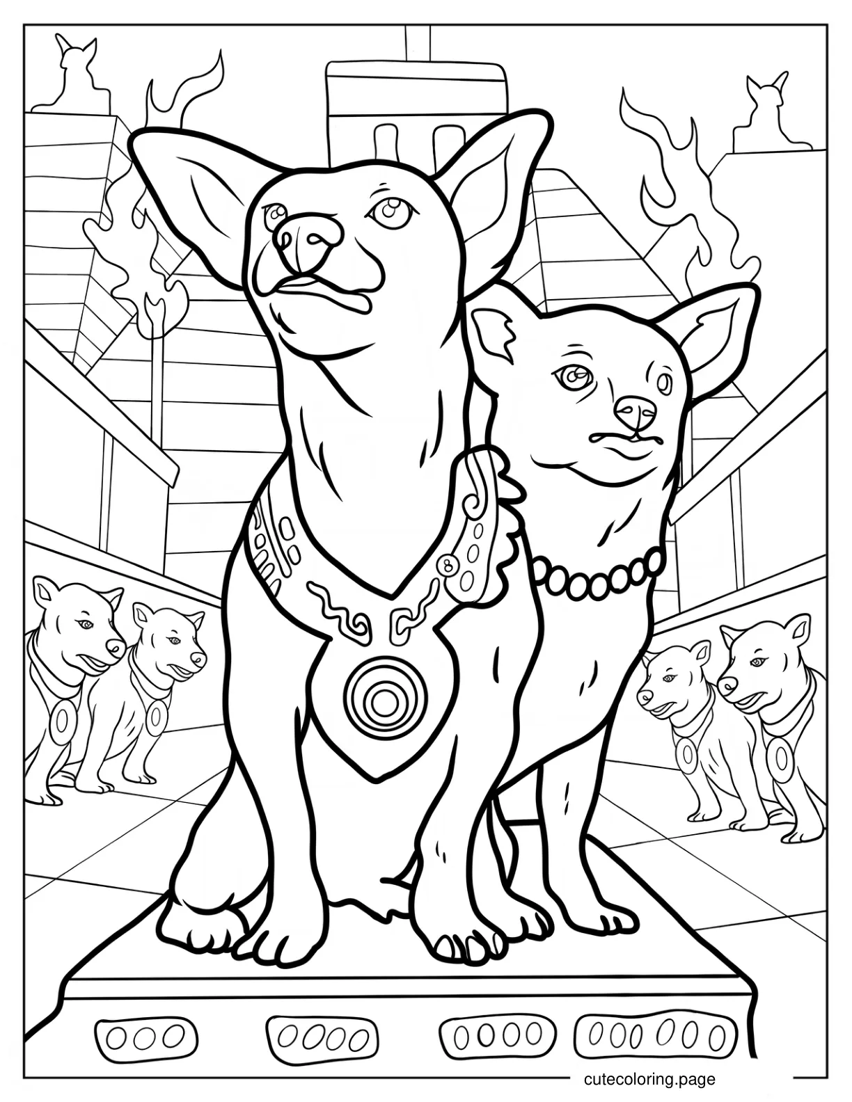 Chihuahuas Wearing Accessories coloring page