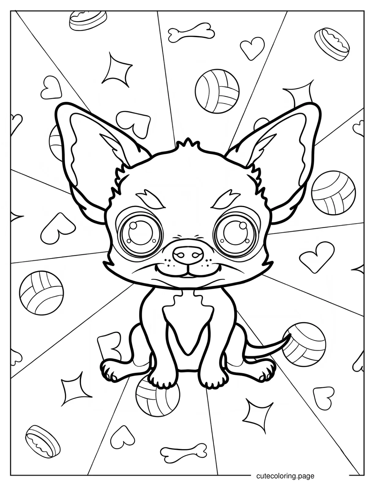 Cute Short Hair Chihuahua Sitting Coloring Page coloring page