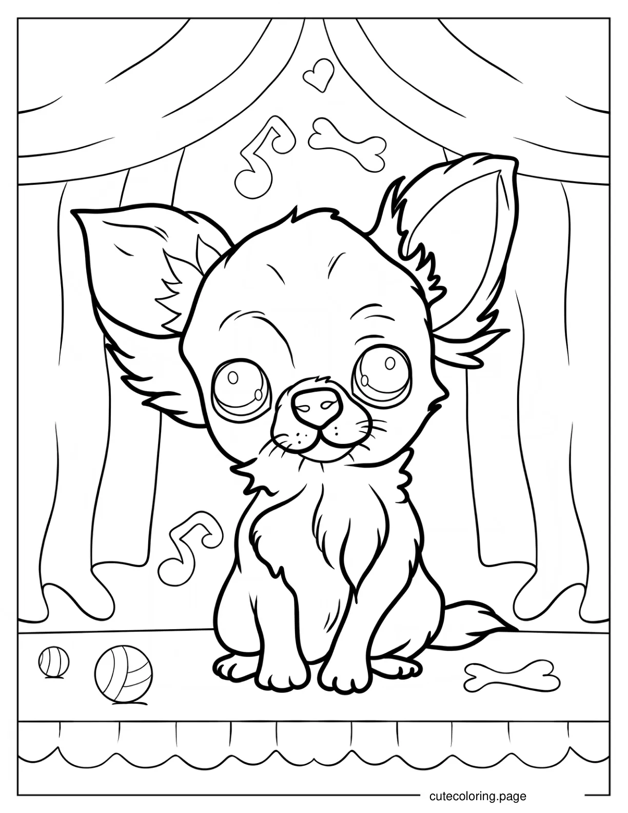 Puppy Long Hair Chihuahua On Stage coloring page