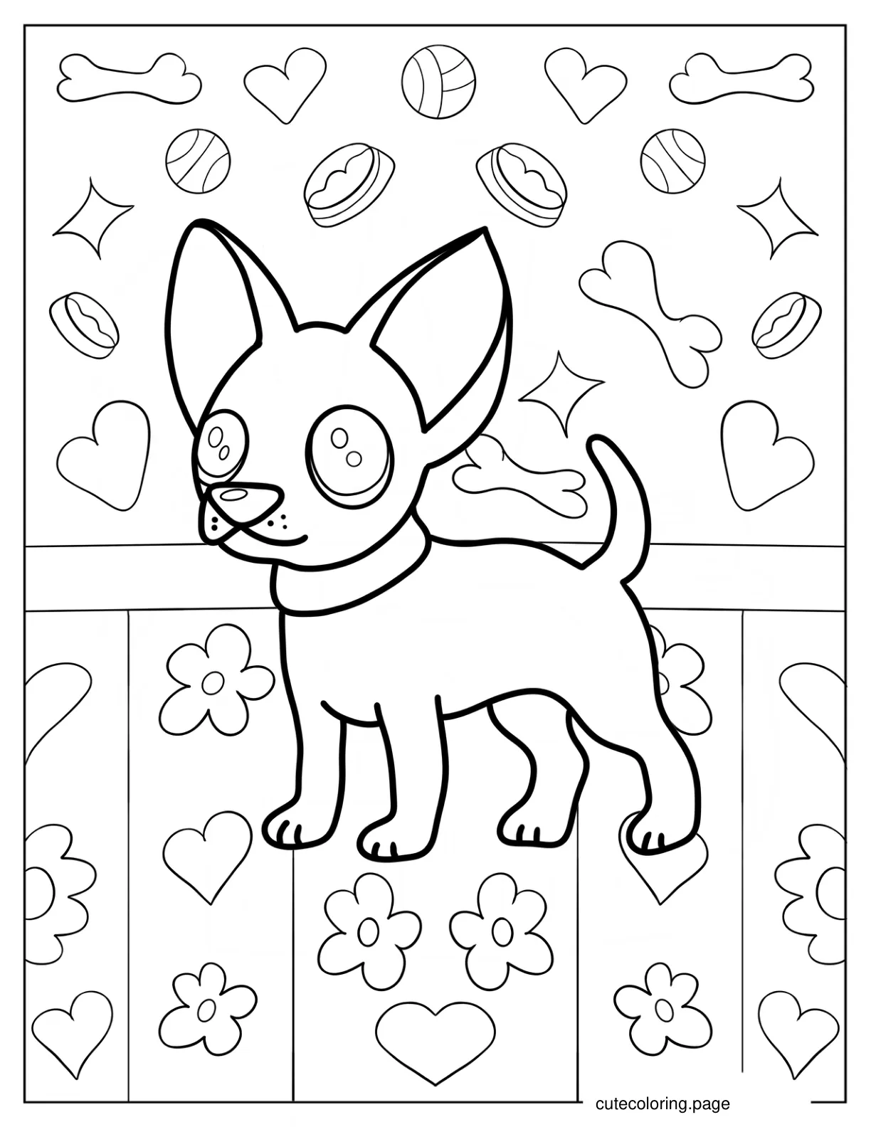 Simple Chihuahua With Big Eyes Coloring Page coloring page