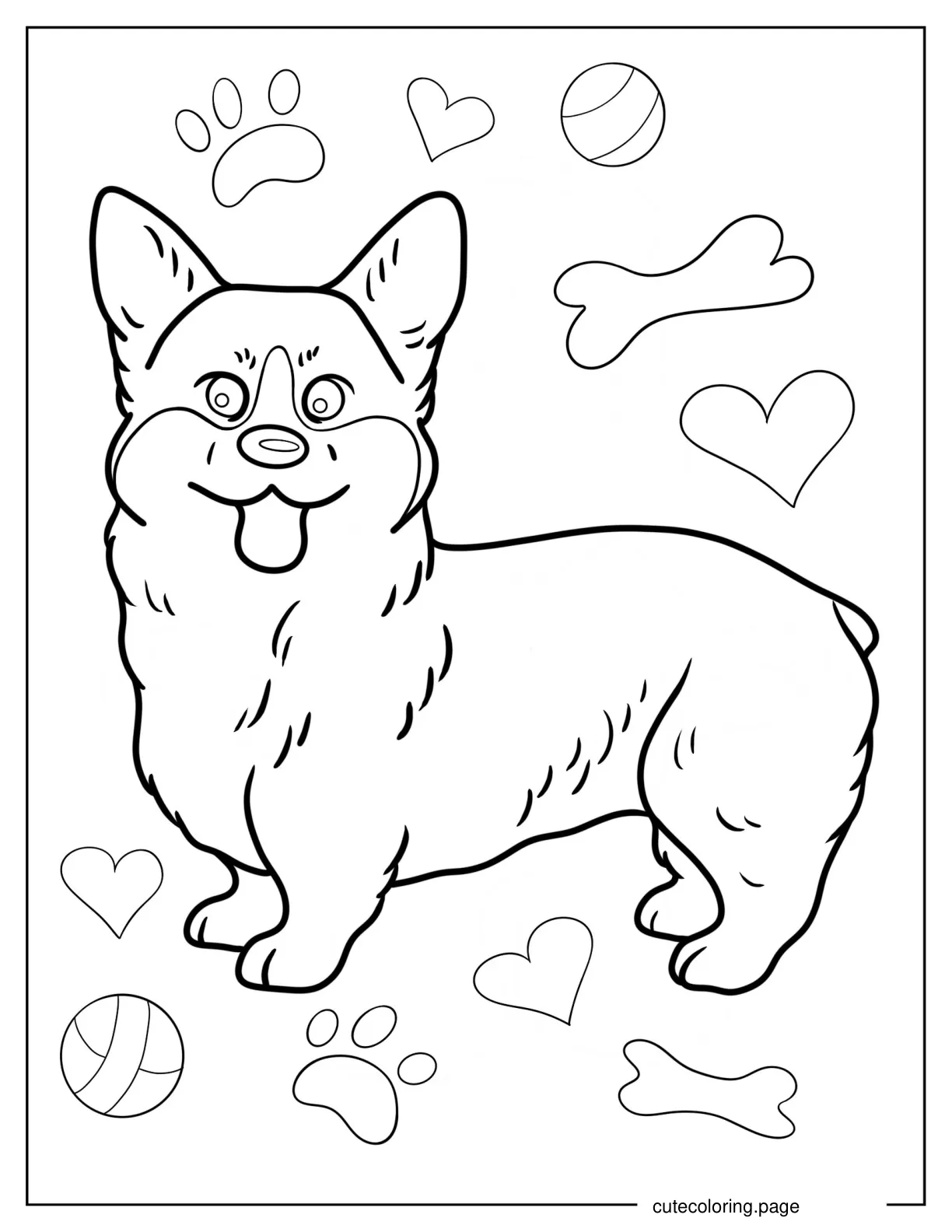 Easy Outline Of Adult Corgi Coloring Page coloring page