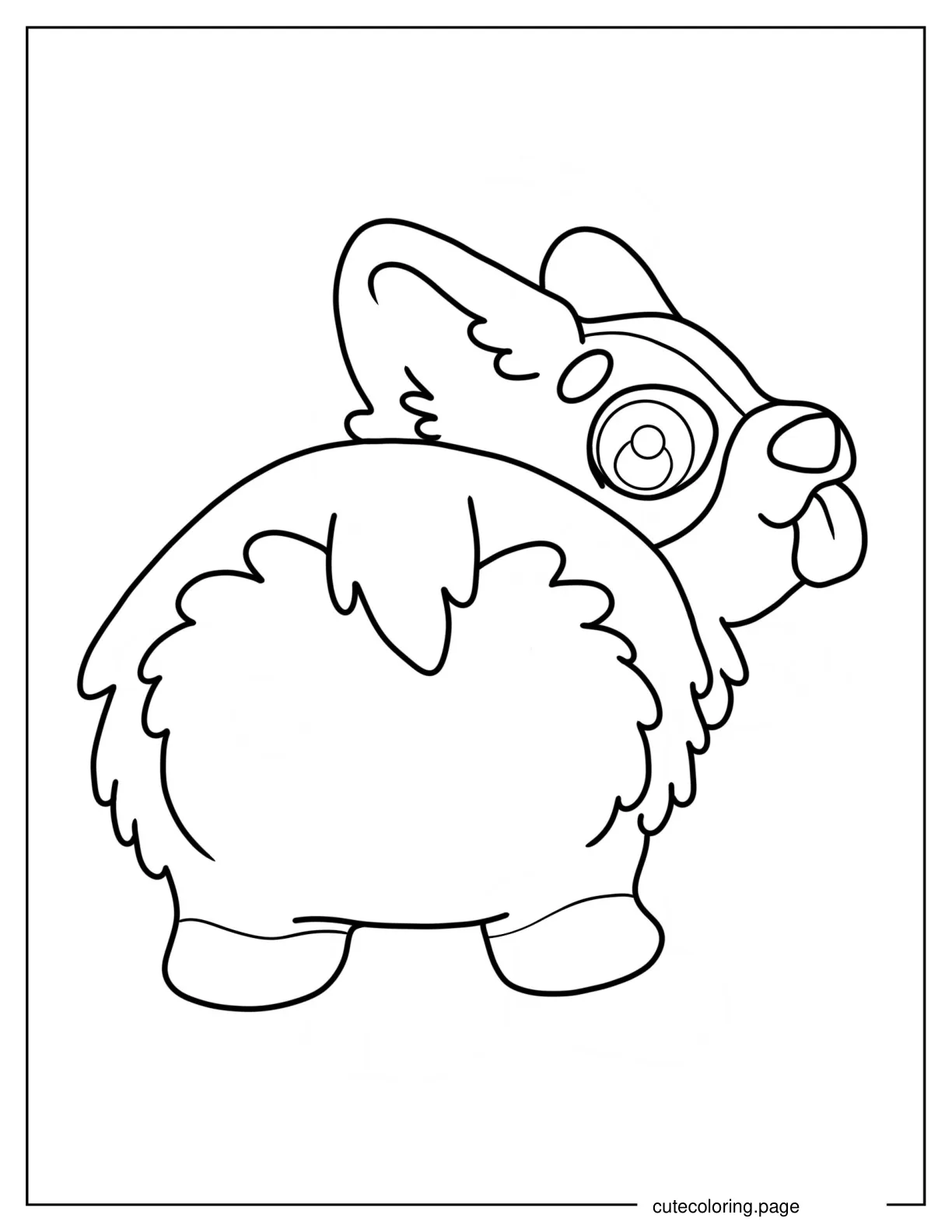 Fluffy Corgi Butt Coloring Page For Preschoolers coloring page