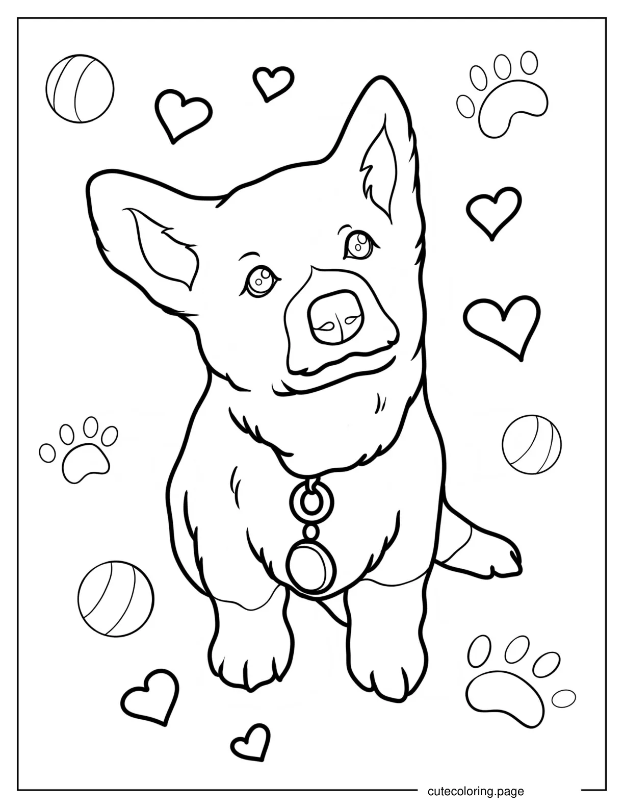 Fluffy Corgi Puppy Coloring Sheet coloring page