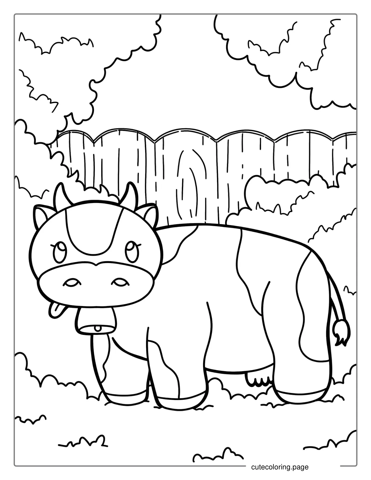 Cartoon Cow Coloring Sheet For Kids coloring page