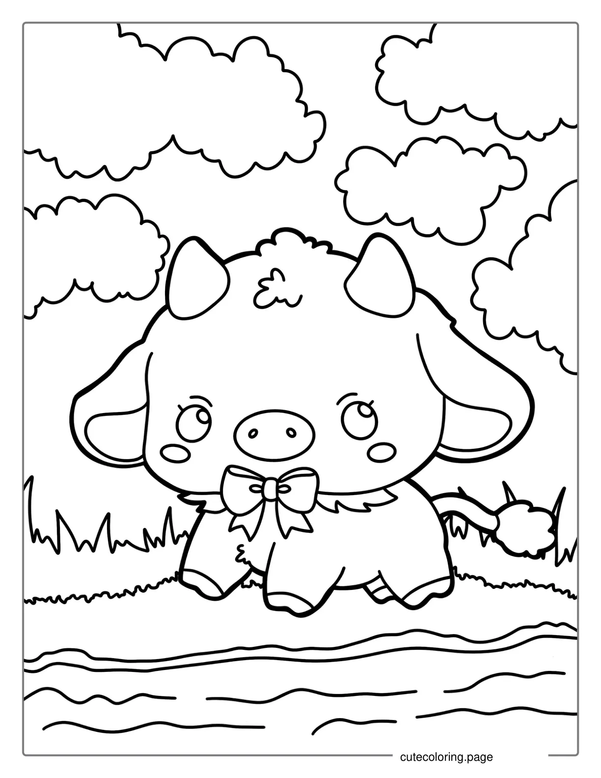 Cute Kawaii Cow Coloring Page coloring page