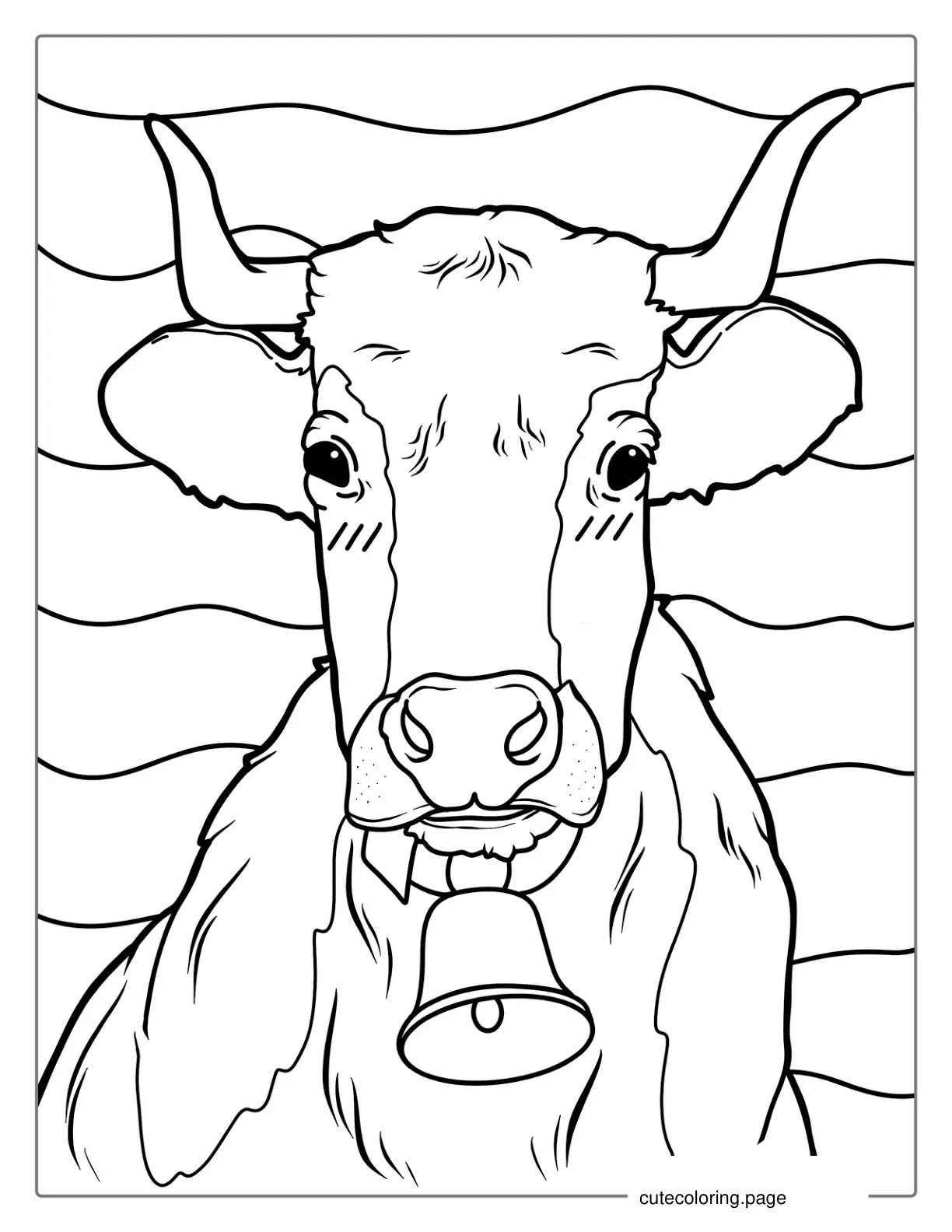 Jersey Cow With Bell Coloring Page coloring page