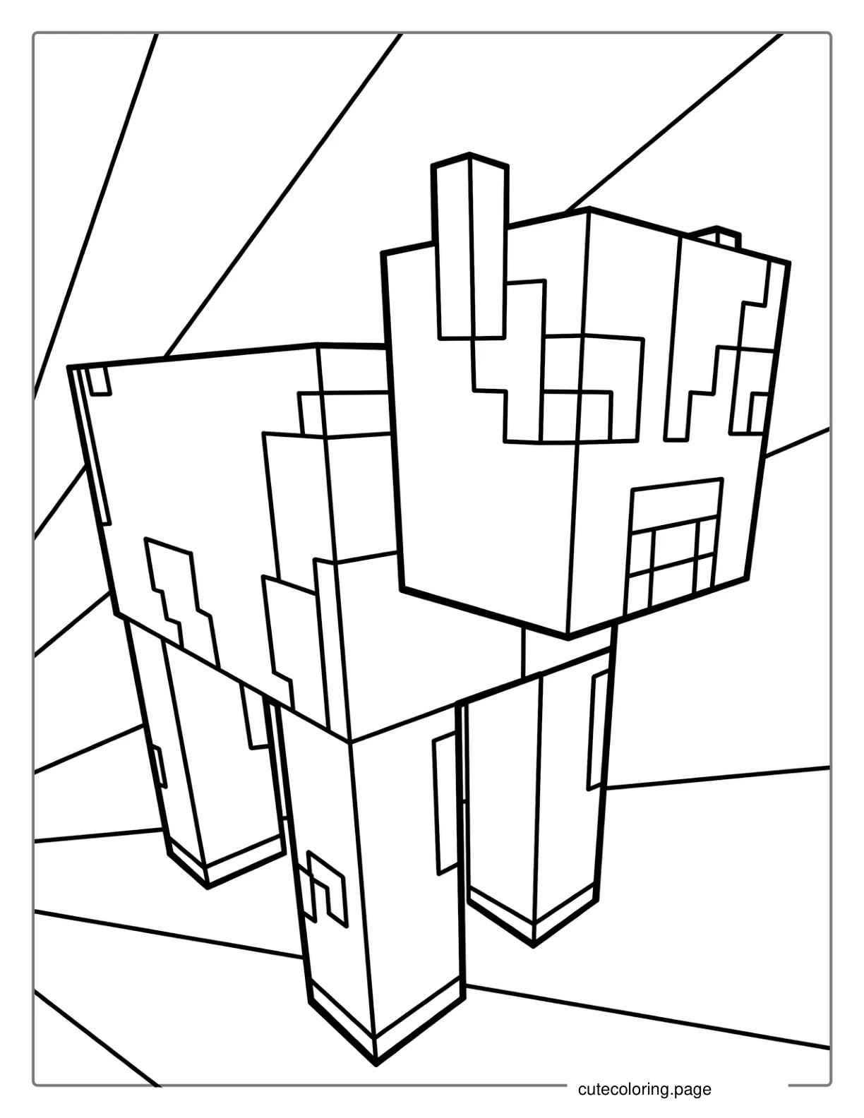 Minecraft Cow Coloring Page For Kids coloring page