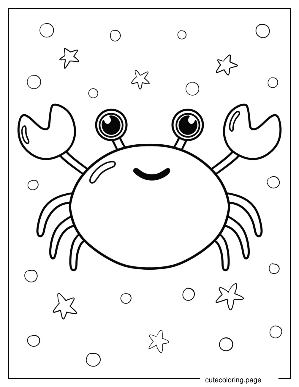 Chibi Smiling Crab Coloring Sheet For Preschoolers coloring page